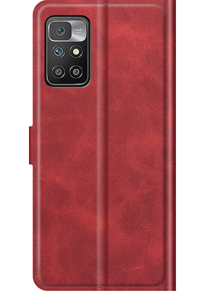 Folio Flip Manyetik Toka Deri Telefon Kılıfı Cüzdan Stand Kapağı Xiaomi Redmi Not 11 4g (Mediatek)/redmi 10 4g (2021)/REDMI 10 2022 4g/redmi 10 Prime-Red (Yurt Dışından) modelleri