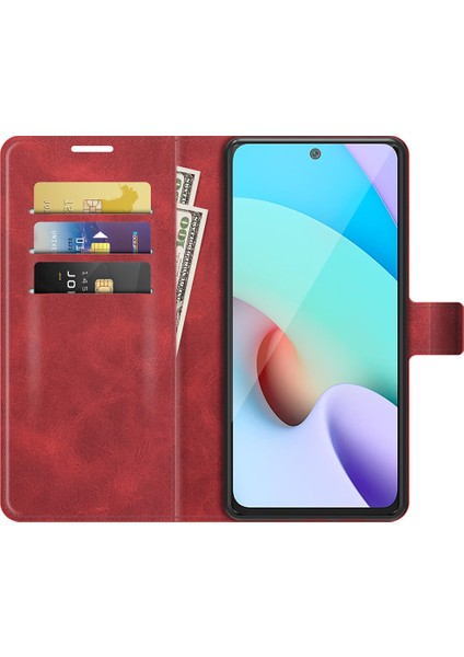 Folio Flip Manyetik Toka Deri Telefon Kılıfı Cüzdan Stand Kapağı Xiaomi Redmi Not 11 4g (Mediatek)/redmi 10 4g (2021)/REDMI 10 2022 4g/redmi 10 Prime-Red (Yurt Dışından) fırsatları