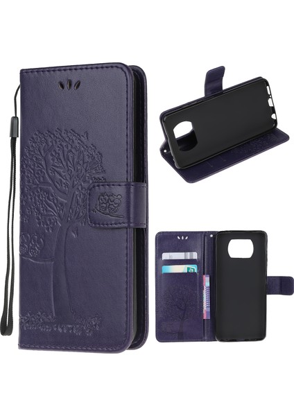 Xiaomi Poco X3/poco X3 Nfc-Dark Mavisi Için Şartlı Taraf ve Owls Cüller Deri Telefon Koruyucusu (Yurt Dışından)