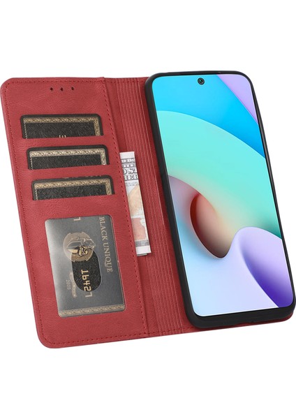 Pu Deri Deri Dokunma Hissi Çizgileri Baskılı Otomatik Emici Telefon Kasası Cüzdanlı Xiaomi Redmi Not 11 5g (Çin) (Mediatek)/redmi Not 11T 5g/not 11S 5g-Kırmızı (Yurt Dışından) fırsatları