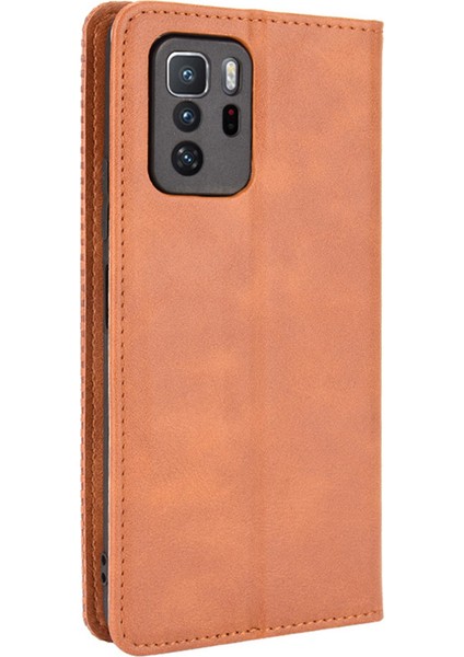 Manyetik Otomatik Absorbed Retro Style Cüzdan Stand Tasarım Telefon Kılıfı Xiaomi Redmi Note 10 Pro 5g/xiaomi Poco X3 Gt-Brown (Yurt Dışından) modelleri