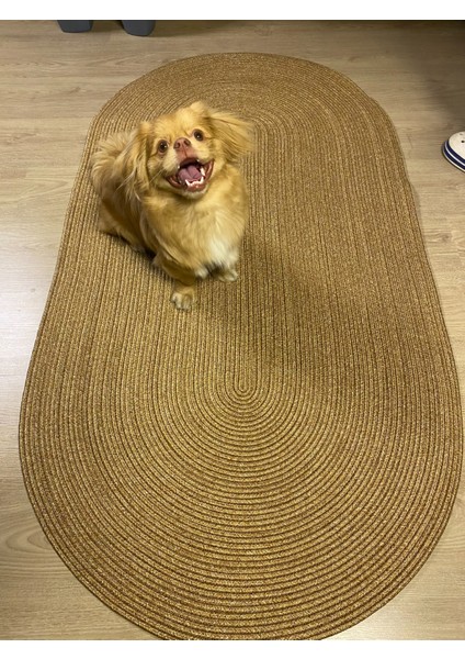 Oval Hasır Görünümlü Jüt Kilim