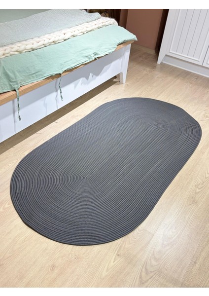 Oval Hasır Görünümlü Jüt Kilim