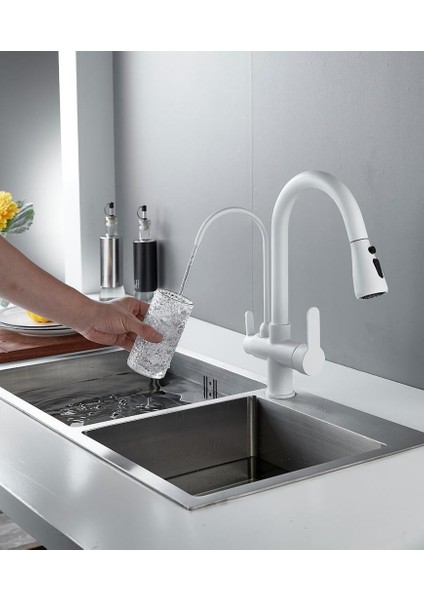 Arıtmalı Mutfak Bataryası Beyaz Evye Musluğu Arıtıcılı Evye Musluğu Uzayan Sistem Beyaz Batarya modelleri