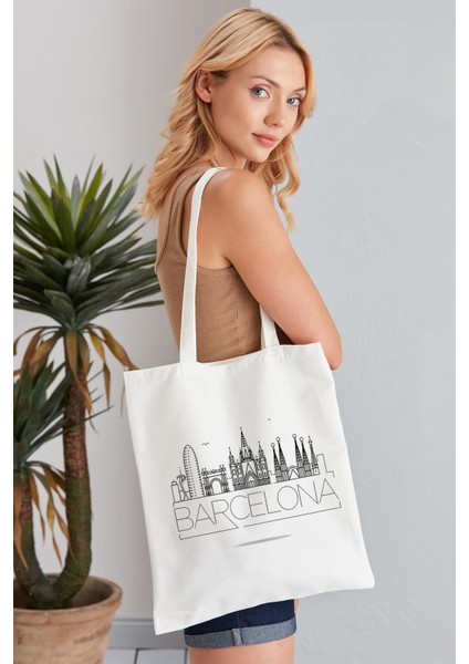 Barcelona Model Baskılı Günlük Kullanım Özel Baskı Bez Omuz Çantası Hediyelik Tote Bag fiyatları