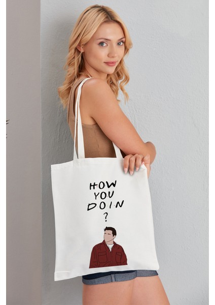 How You Do In? Model Baskılı Günlük Kullanım Özel Baskı Bez Omuz Çantası Hediyelik Tote Bag