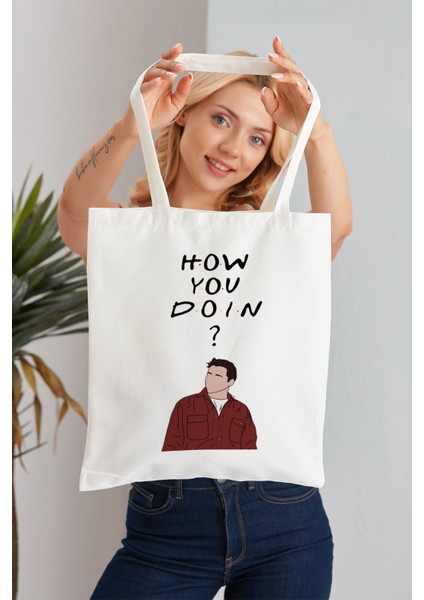 How You Do In? Model Baskılı Günlük Kullanım Özel Baskı Bez Omuz Çantası Hediyelik Tote Bag