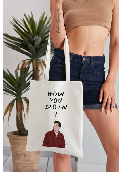 How You Do In? Model Baskılı Günlük Kullanım Özel Baskı Bez Omuz Çantası Hediyelik Tote Bag