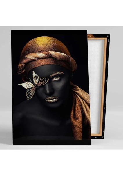 Afrikalı Siyahi Kadın Portre Gold African Woman Ikili Kombin 2 Li Set Kanvas Tablo AR030202 fiyatları