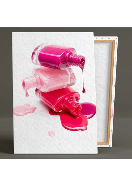 Pembe Kırmızı Oje Şişesi Makyaj Kanvas Tablo AR030155