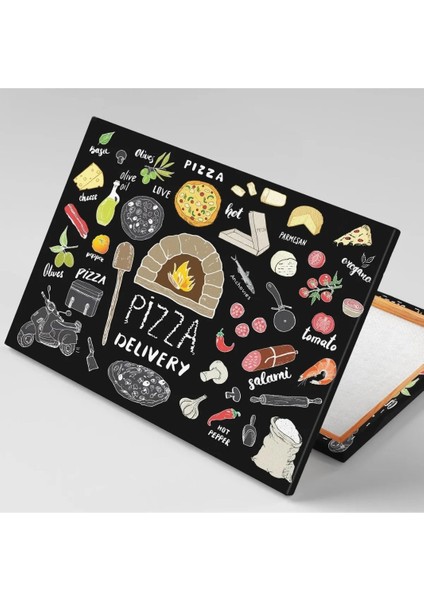 Pizza Menü Peynir Domates Parmesan Mutfak Restoran Cafe Lokanta Kanvas Tablo AR030163
