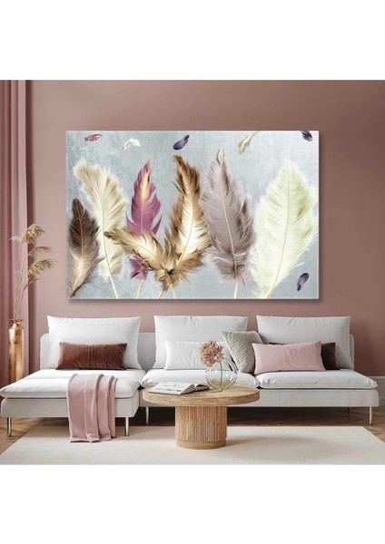 Pastel Tonlarda Kuş Tüyü Hayvan Dekor Kanvas Tablo AR030229
