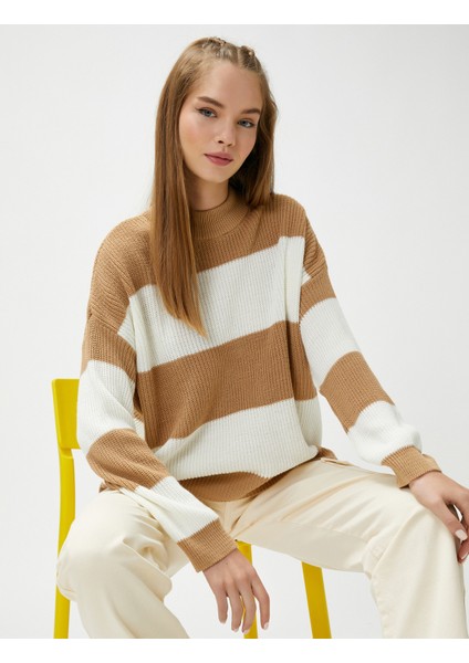 Bisiklet Yaka Triko Kazak Uzun Kollu Fitilli