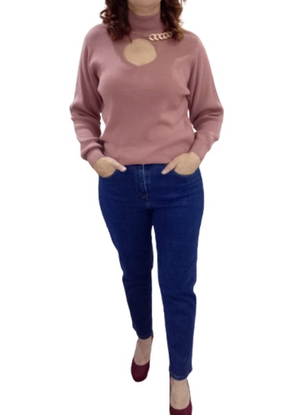 Mavi Büyük Beden Mom Jeans Bir Beden Ince Gösterir Kot Pantolon