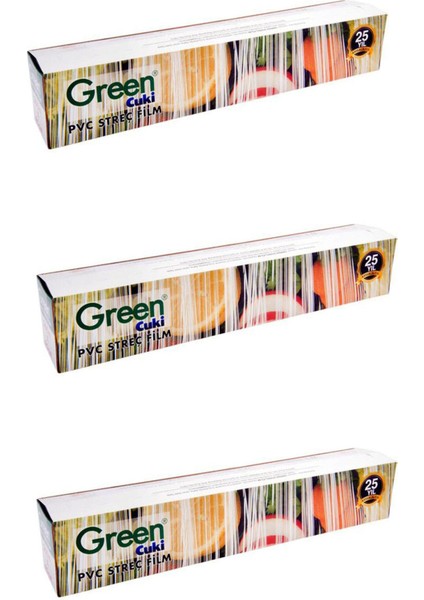 Pvc Streç Film Folyo - Gıdaya Uygun - 9 Mikron - 45 Cm. x 300 Metre - 3 Paket