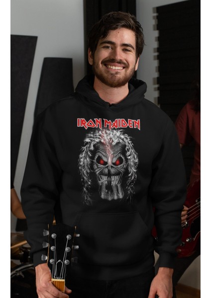 Iron Maiden Baskılı Kapüşonlu Sweatshirt, Unisex Oversize Rock Metal Baskılı Hoodie fiyatları