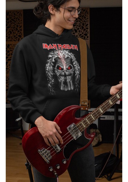 Iron Maiden Baskılı Kapüşonlu Sweatshirt, Unisex Oversize Rock Metal Baskılı Hoodie modelleri