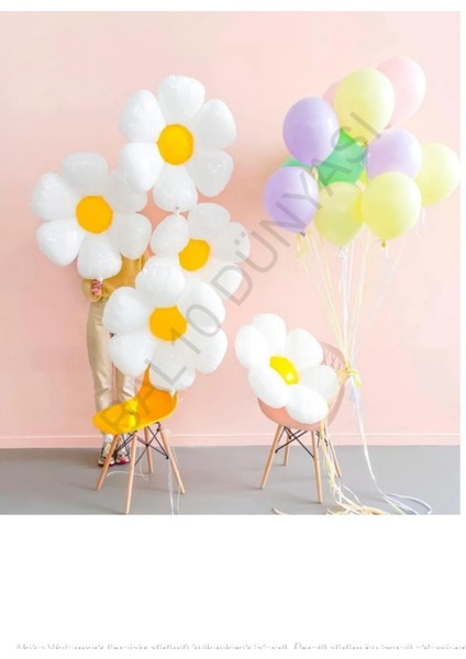 Papatya Temalı Folyo ve Latex Balon Seti