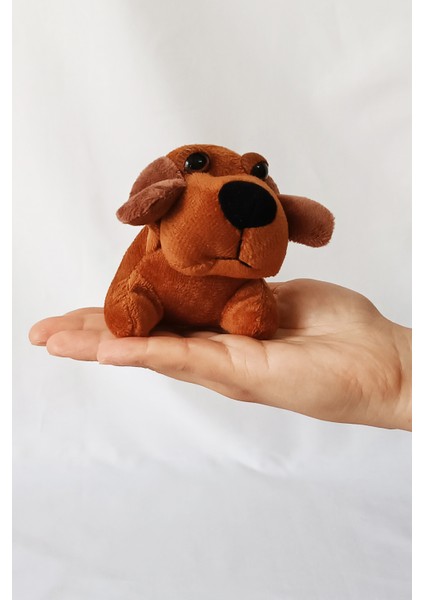 Peluş Köpekli Anahtarlık - 8 cm - Tombik - Kahve - Doğum Günü Hediyesi - Çanta Süsü - Oyuncak