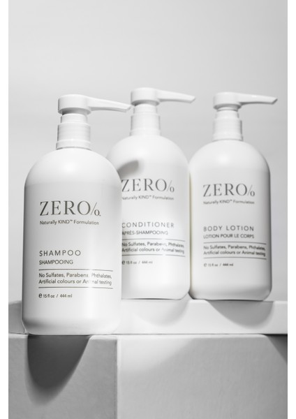 Zero/o Naturally Kind Shampoo 444 ml + Conditioner 444 ml + Body Lotion 444 ml