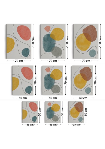Soyut Tablo Seti 3 Parça Dekoratif Duvar Tablosu-Aa-1