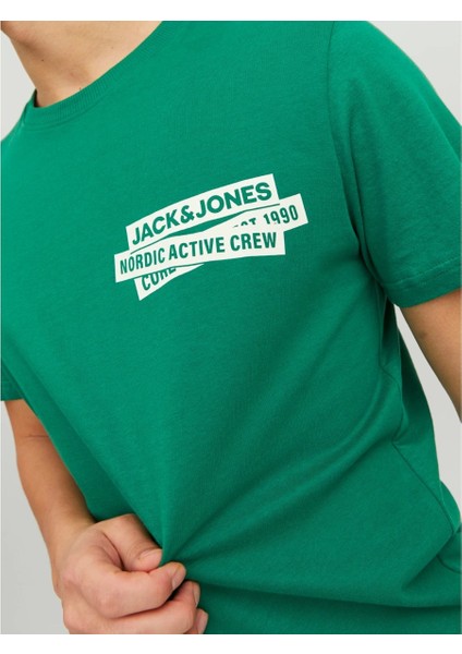 Jack & Jones Spirit Logo Erkek Yeşil Bisiklet Yaka Tişört