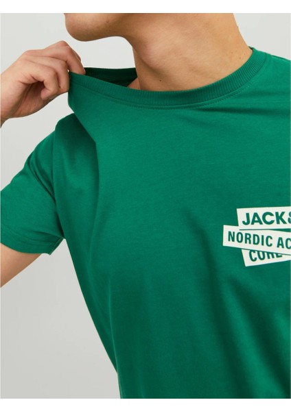 Jack & Jones Spirit Logo Erkek Yeşil Bisiklet Yaka Tişört