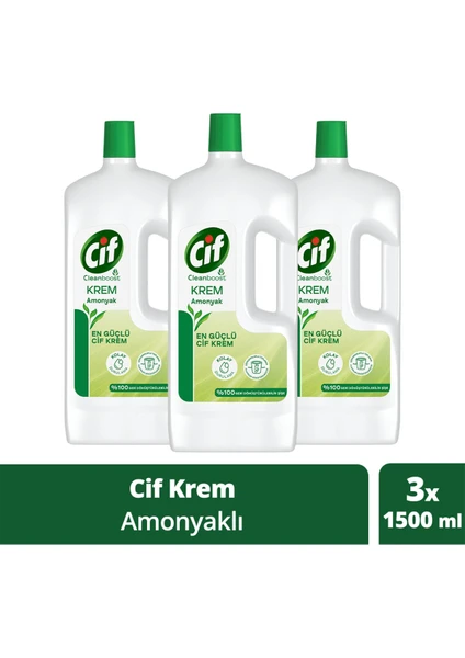 Krem Yüzey Temizleyici Amonyaklı Yağ ve Kireç Sökücü Leke Çıkarıcı 1500 ml X3