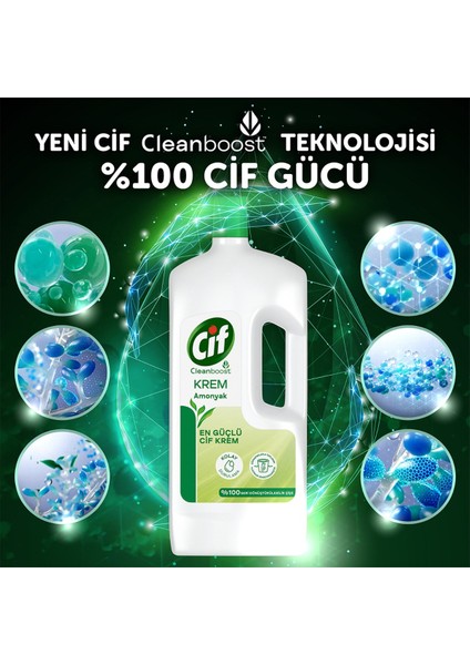 Krem Yüzey Temizleyici Amonyaklı Yağ ve Kireç Sökücü Leke Çıkarıcı 1500 ml X3