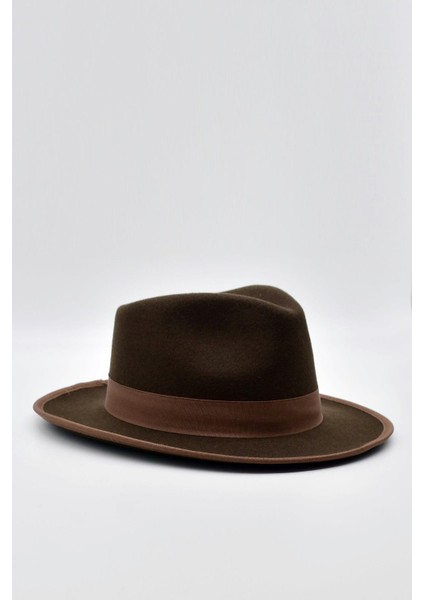 Vintage Erkek Fedora Fötr şapka Panama İngiliz Trilby Kasket Kahve