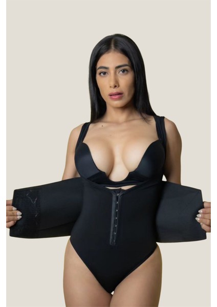 Fitbody Siyah Renk Latex Korse