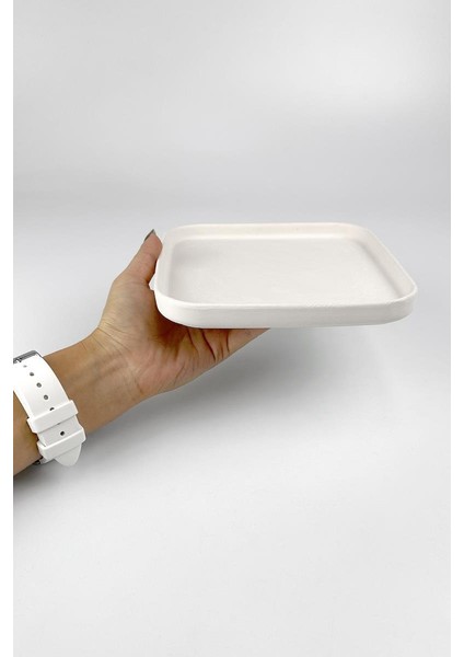Kare Tabak - Seramik Bisküvi 17 cm
