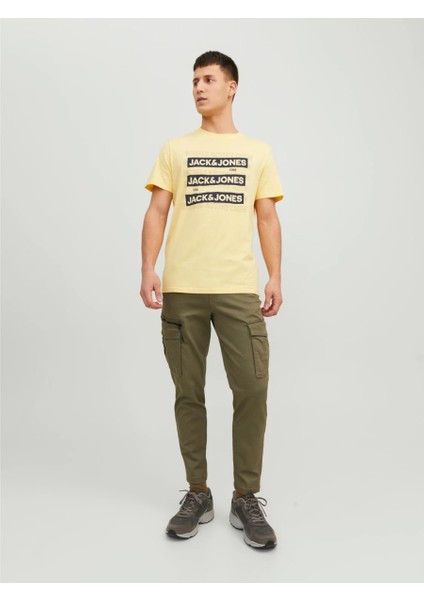 Jack & Jones Spirit Logo Erkek Sarı Bisiklet Yaka Tişört