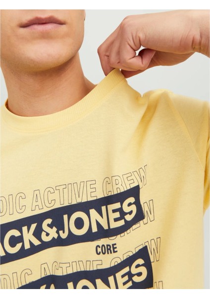 Jack & Jones Spirit Logo Erkek Sarı Bisiklet Yaka Tişört