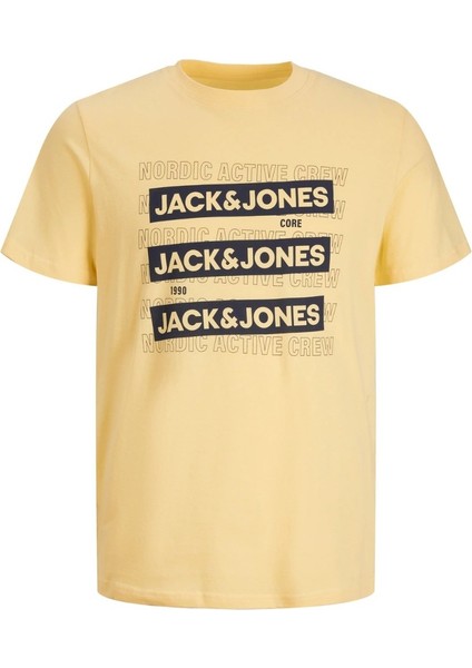 Jack & Jones Spirit Logo Erkek Sarı Bisiklet Yaka Tişört