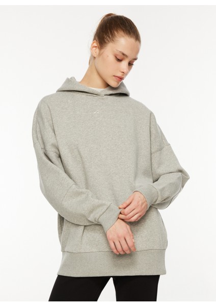 Gri Melanj Kadın Yuvarlak Yaka Sweatshirt IL2107 Lux Oversızed Hoodıe fiyatları