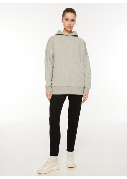 Gri Melanj Kadın Yuvarlak Yaka Sweatshirt IL2107 Lux Oversızed Hoodıe modelleri