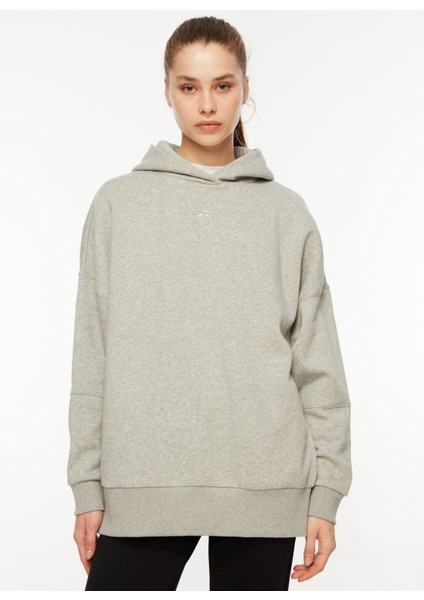 Gri Melanj Kadın Yuvarlak Yaka Sweatshirt IL2107 Lux Oversızed Hoodıe fırsatları