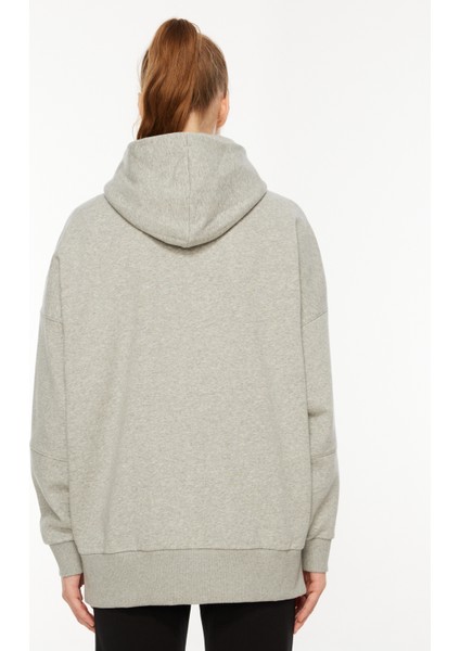 Gri Melanj Kadın Yuvarlak Yaka Sweatshirt IL2107 Lux Oversızed Hoodıe indirimleri