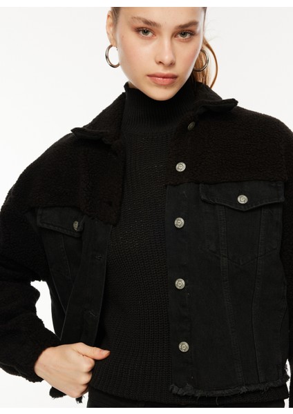 Normal Siyah Kadın Ceket Onlbella Ls Black Teddy Dnm Jacket