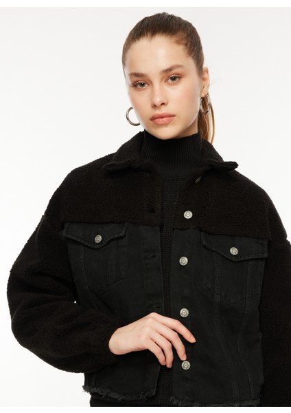 Normal Siyah Kadın Ceket Onlbella Ls Black Teddy Dnm Jacket modelleri