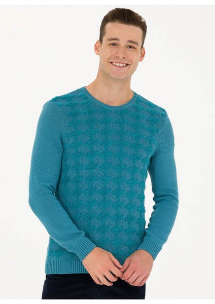 Bisiklet Yaka Regular Fit Petrol Erkek Kazak Kıyaso