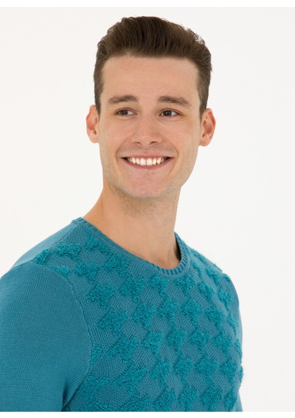 Bisiklet Yaka Regular Fit Petrol Erkek Kazak Kıyaso fiyatları