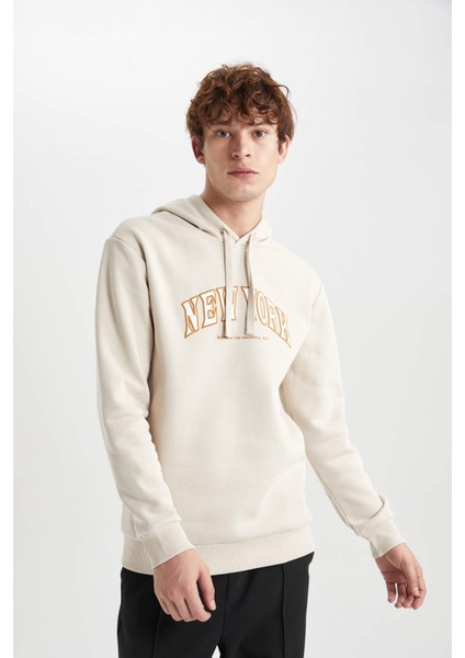 Regular Fit Kapüşonlu Baskılı Sweatshirt A4787AX23AU