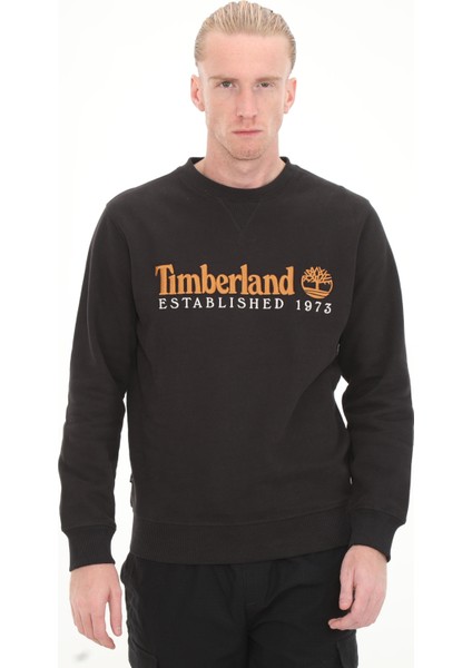 TB0A65DD0011 Timberland Embroidery Logo Brush Back Crew Neck Erkek