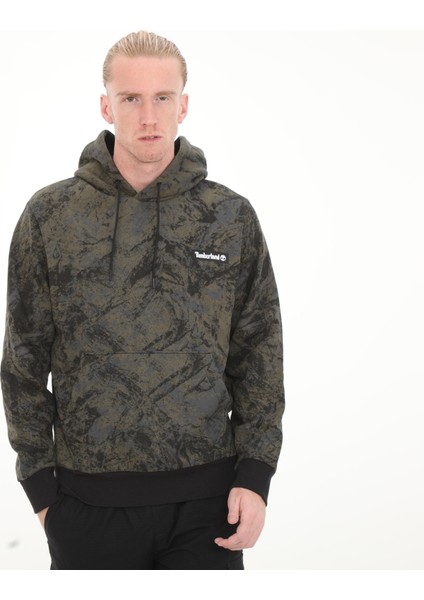TB0A6K7WDX01 Timberland All Over Printed Mountains Camo Hoodie ( Erkek Sweatshirt Yeşil
