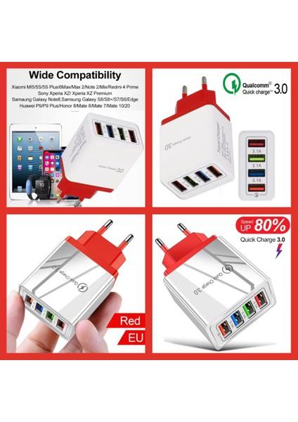 A6 Çoklu Şarj Adaptörü 4 Port + J13 Micro USB Şarj Kablosu -1mt indirimleri