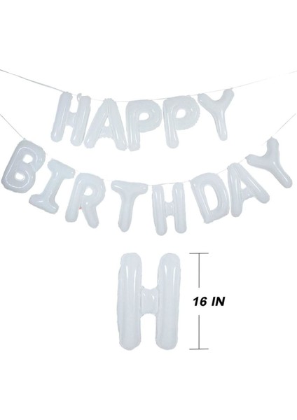 Happy Bırthday Beyaz Renk Folyo Balon Seti modelleri