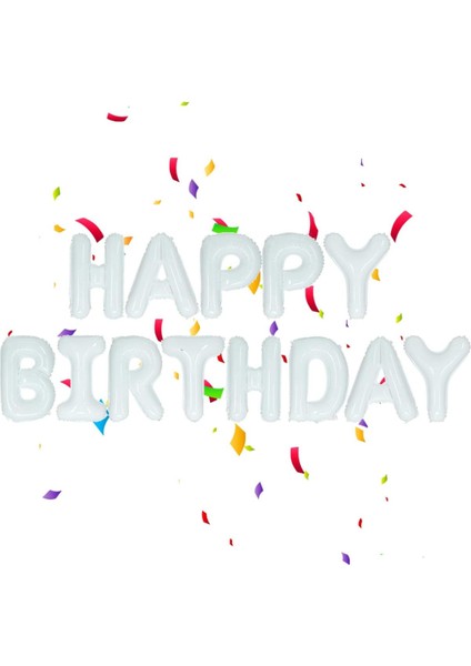 Happy Bırthday Beyaz Renk Folyo Balon Seti fırsatları