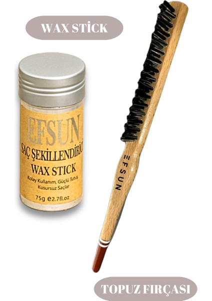 Wax Stick ve Profesyonel Topuz Fırçası Tüm Saçlar İçin Güçlü Tutuş 75 g Balmumu